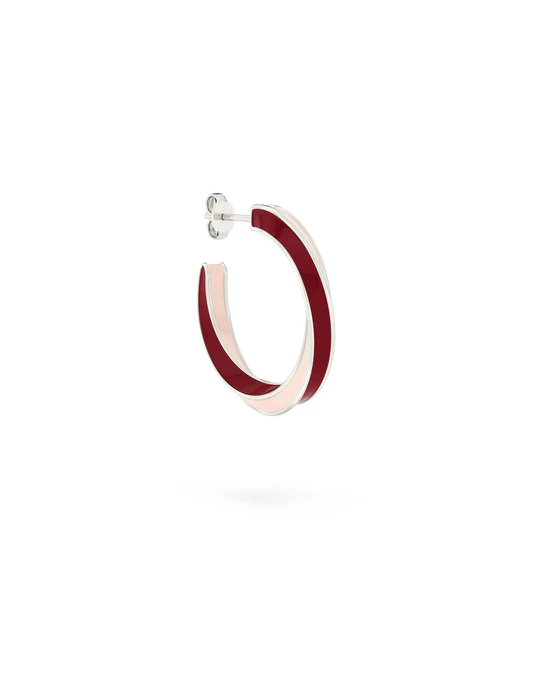 Orecchino Donna Amabile Hoop Berry a Cerchio Rosa e Bordeaux 