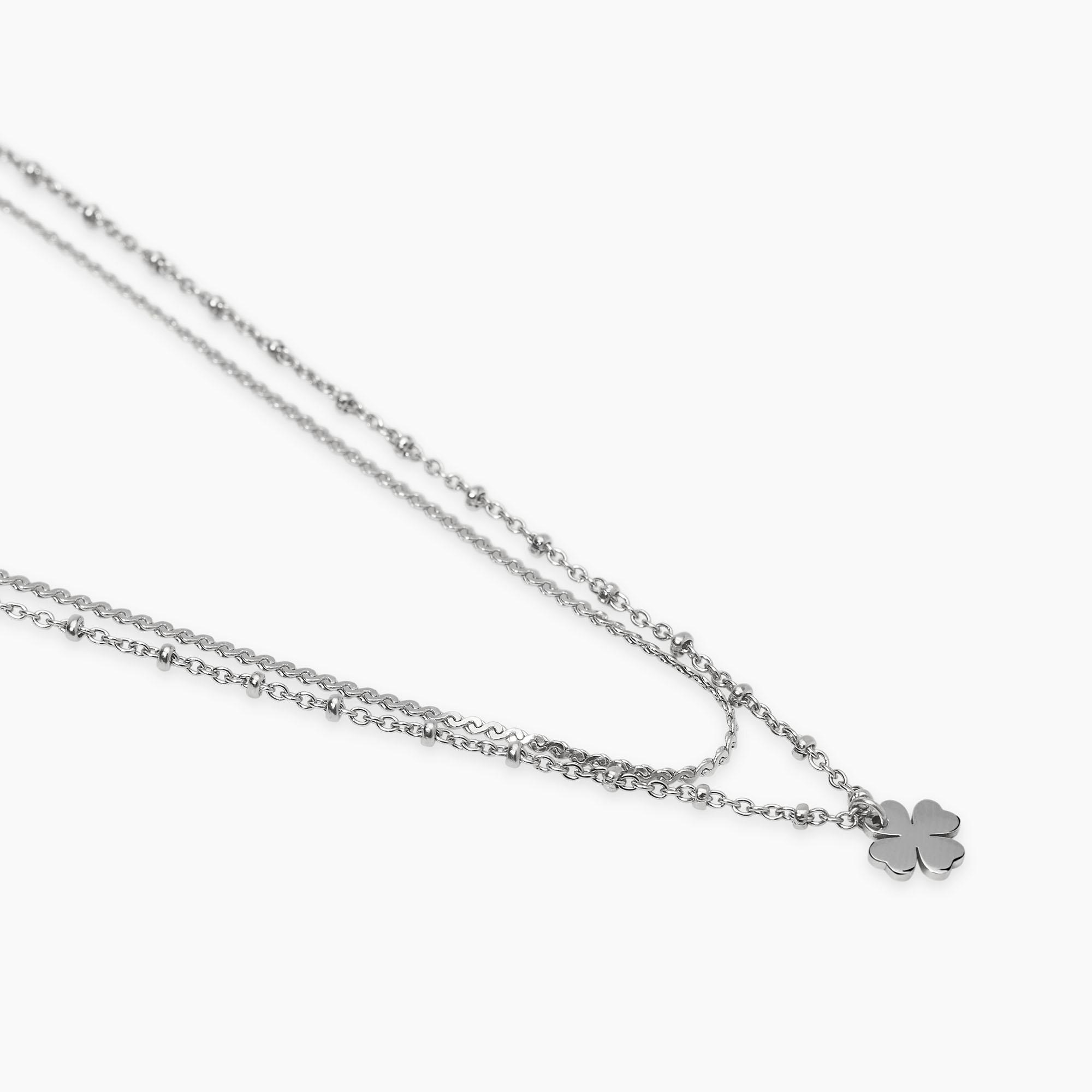 Collana Donna Kidult con Catene e Quadrifoglio 