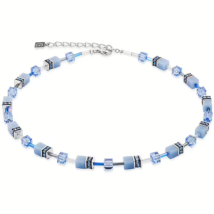 Collana Donna Coeur De Lion Geocube con Cristalli, Rondella e Vetro Blu 