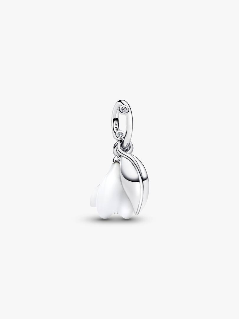 Charm Pendente Pandora Fiore Bucaneve Vetro di Murano
