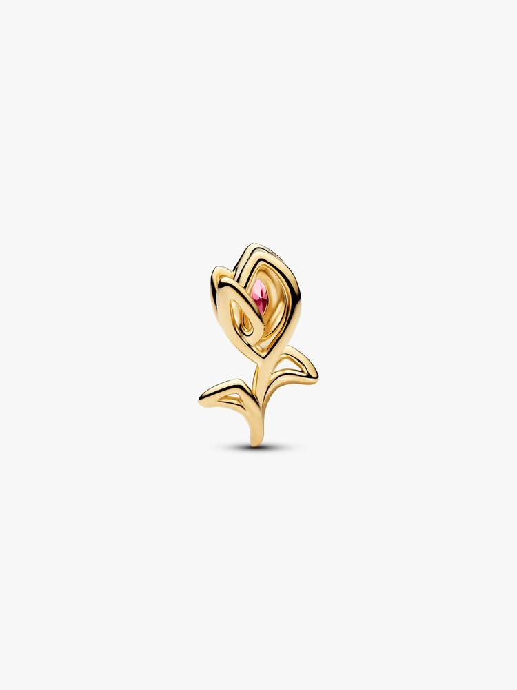 Charm Openwork Pandora Tulipano Rosa  Placcatura Oro 14 kt