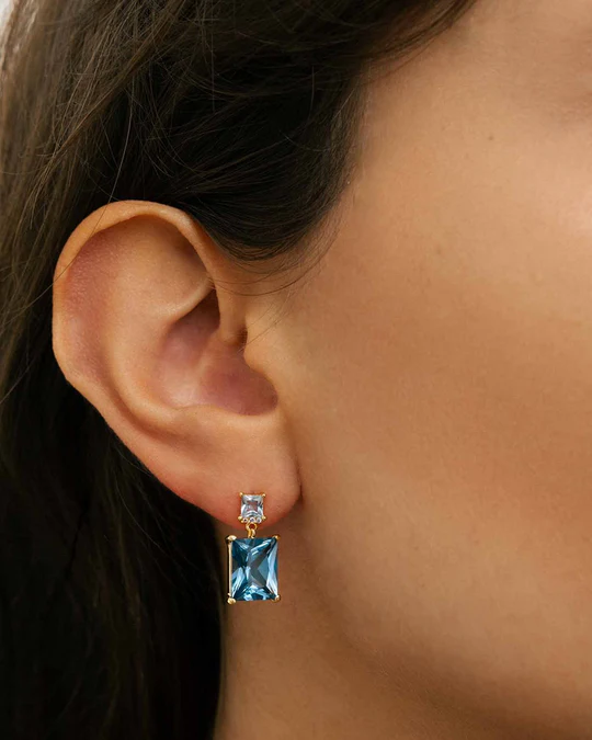 Orecchino Donna Amabile Reverie Dorato Pendente con Pietra Blu 