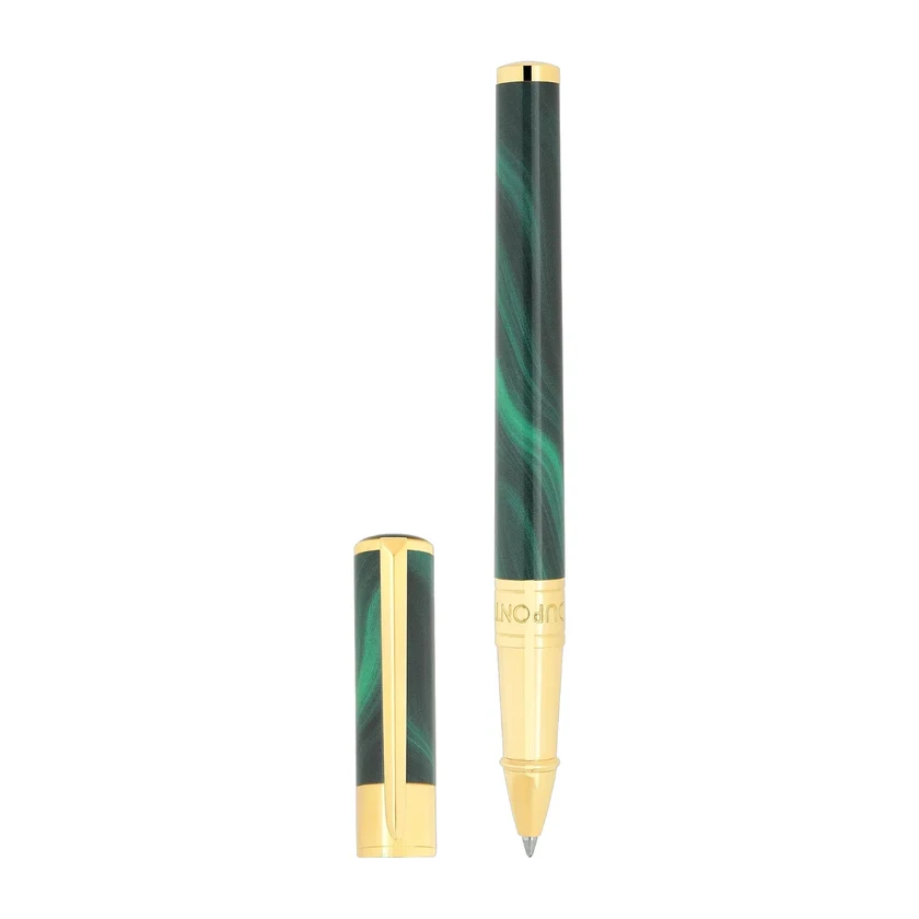 Penna Roller Dupont Initial Verde Finitura Oro