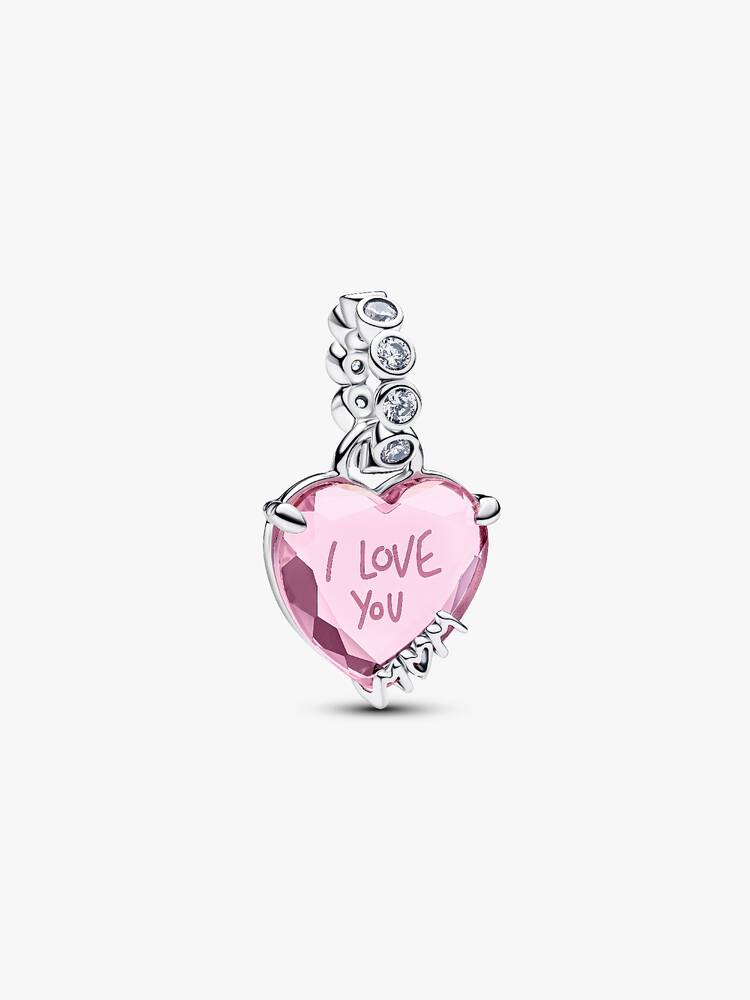 Charm Pendente Pandora Cuore Rosa Ti Voglio Bene Mamma