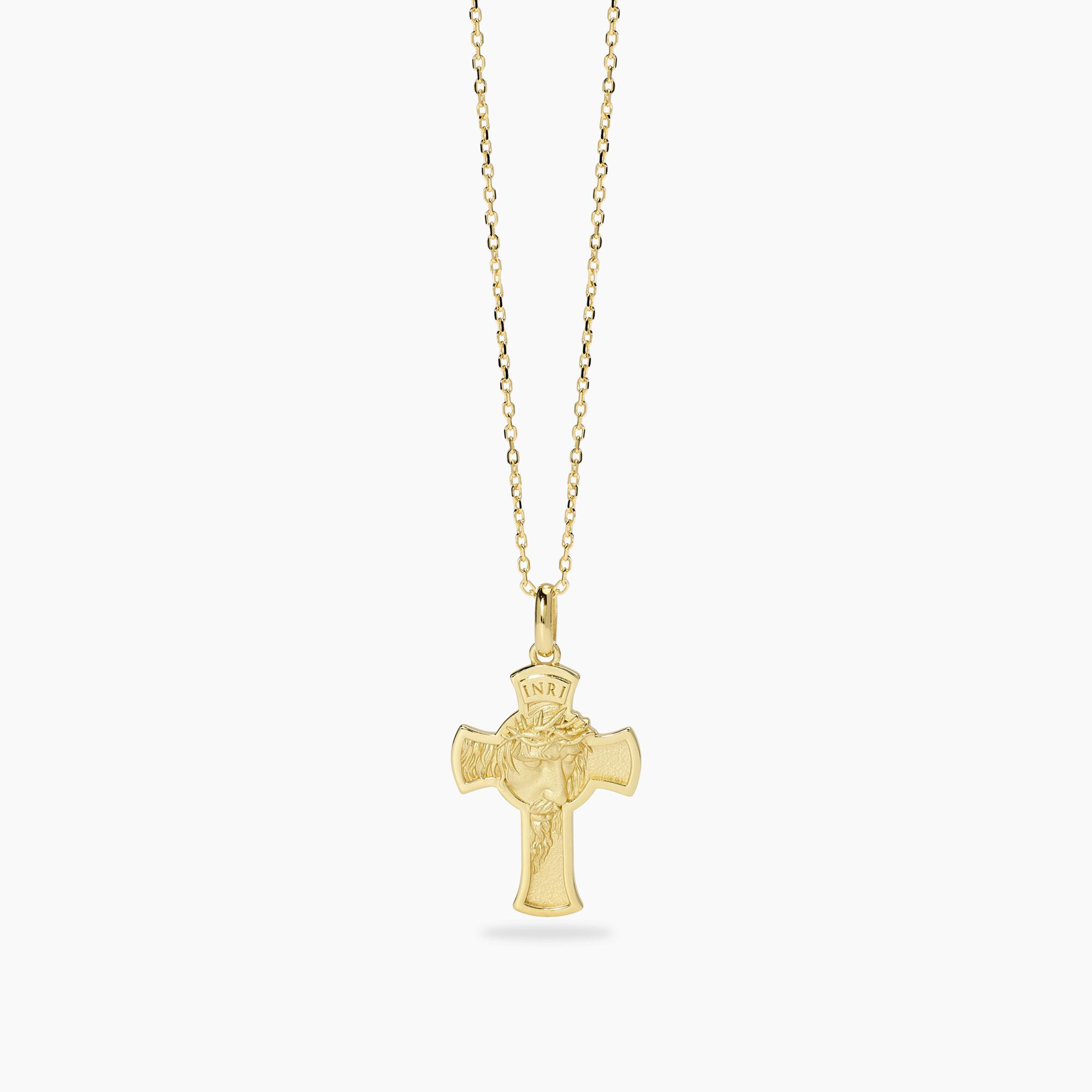 Collana Uomo Mabina Sacrum in Argento Dorato con Pendente Croce 