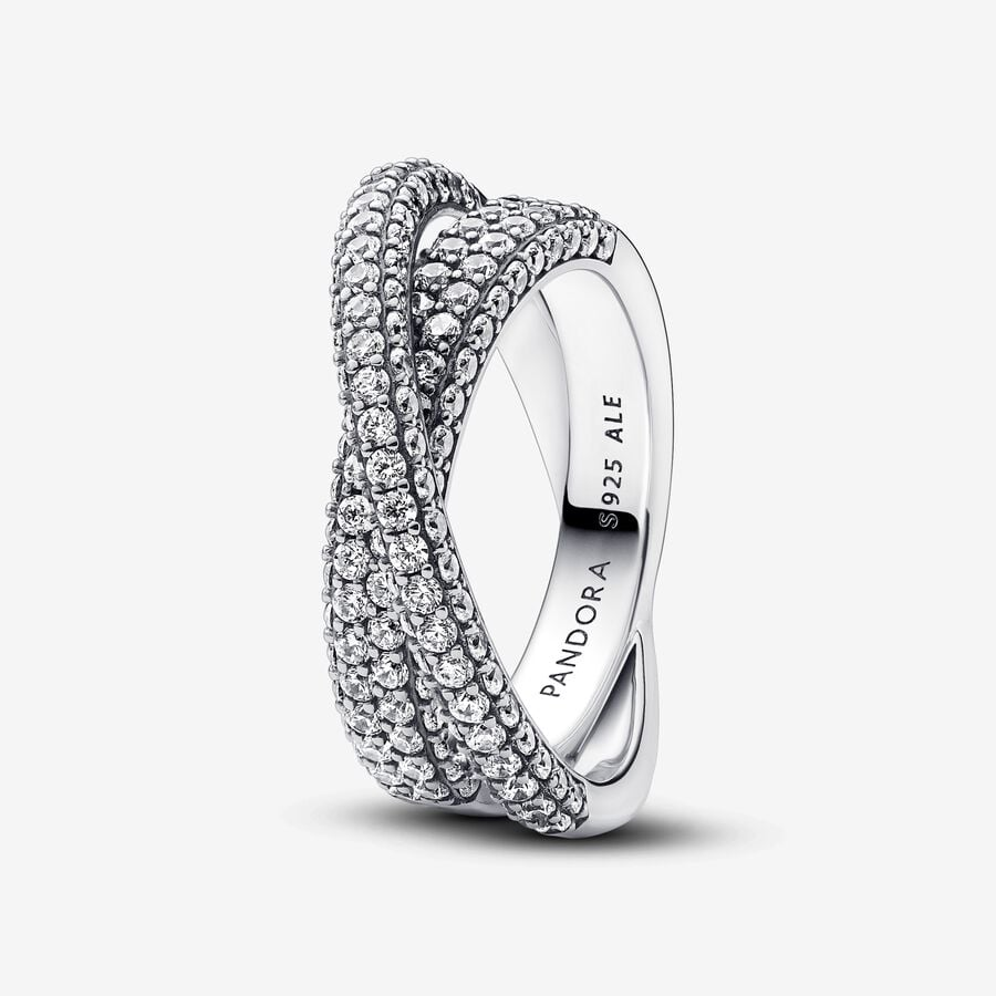 Anello Pandora Pavè Fascia Intrecciata Misura 48