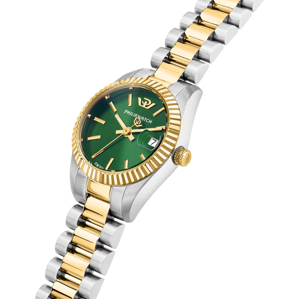 Orologio Donna Philip Watch Caribe Urban Mini al Quarzo con Quadrante Verde 24 mm Cinturino Acciaio/Oro