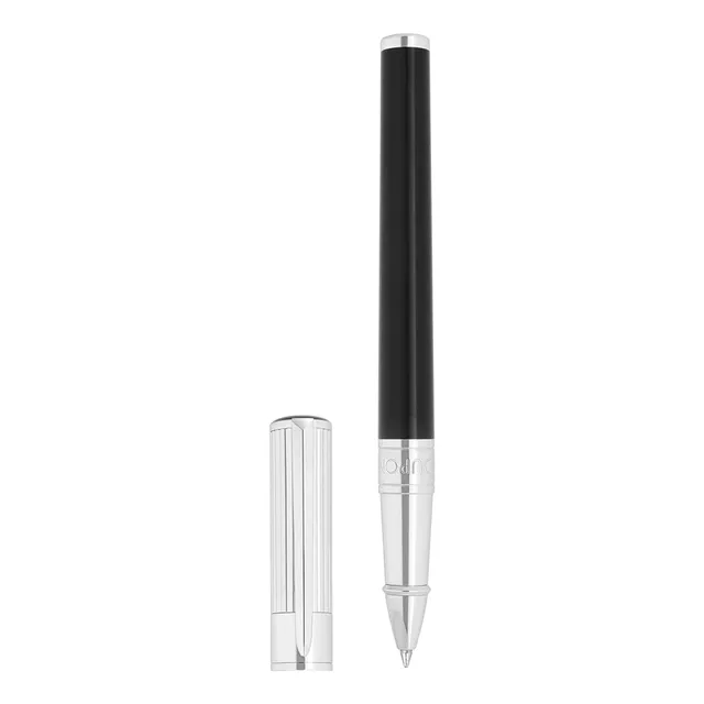 Penna Roller Dupont Initial Biro in Lacca Nera Finitura Cromata