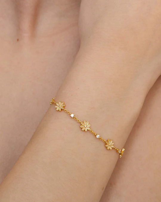Bracciale Donna Amabile Marjorie Regolabile Dorato con Margherite 