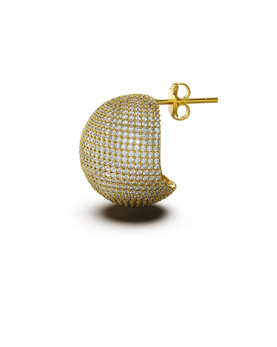 Orecchino Donna Amabile Sfera Pavè Dorata a Bottone 
