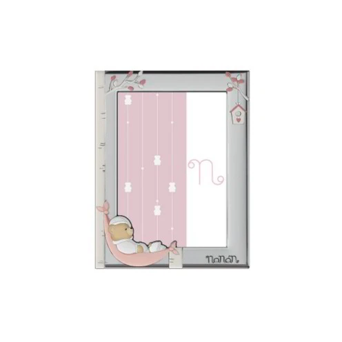 Cornice Bimba Nanan con Orsetto ed Elementi Rosa 