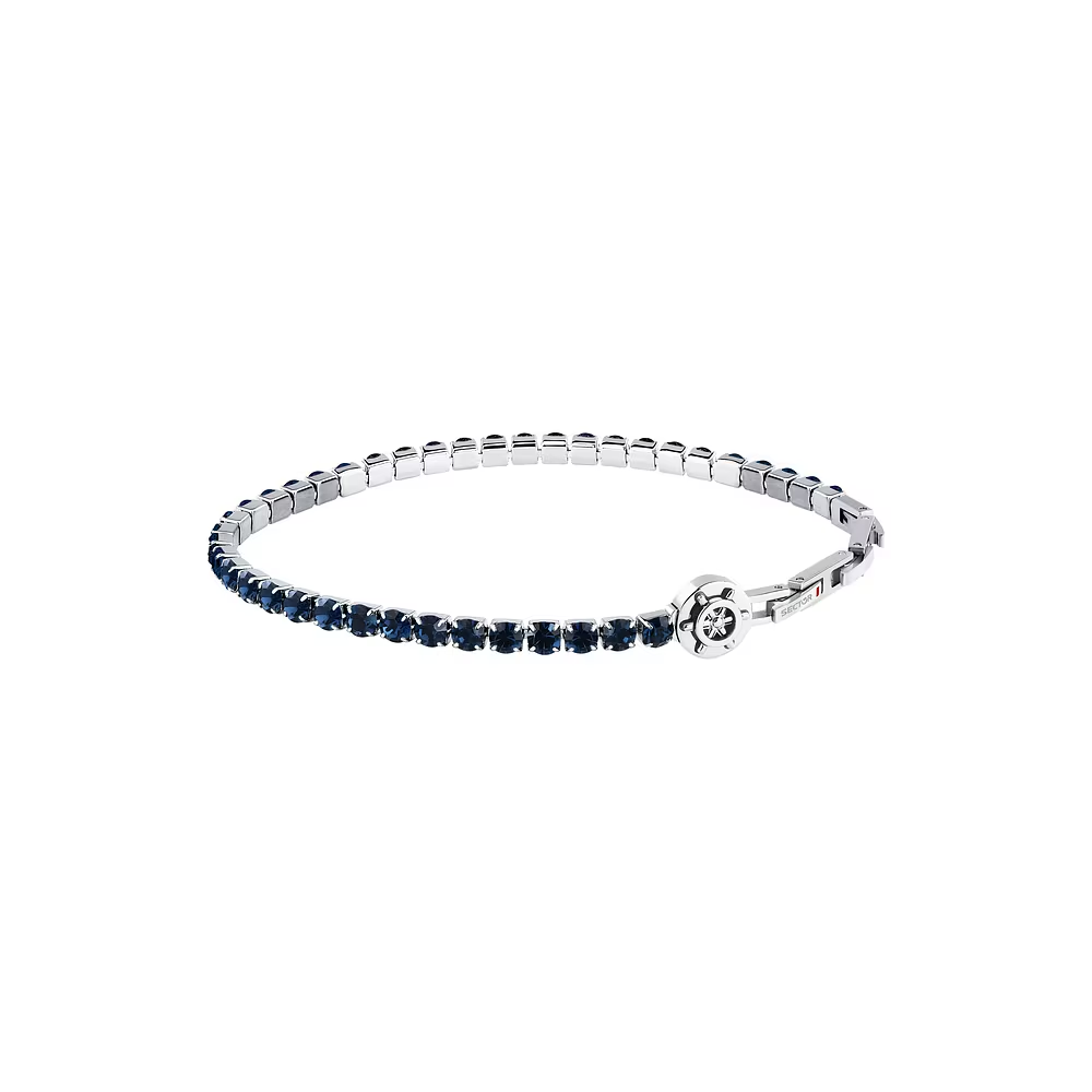 Bracciale Uomo Sector Tennis con Zirconi Blu e Timone 