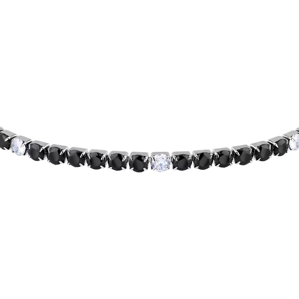 Bracciale Uomo Sector Tennis Zirconi Neri e Bianchi 
