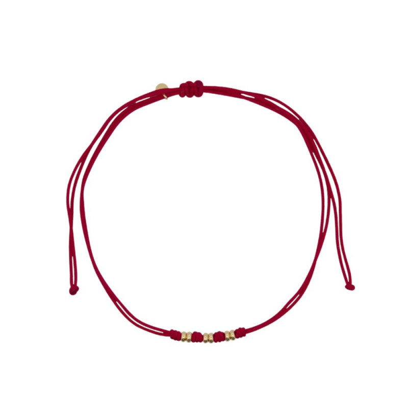 Girocollo Donna Rue Des Mille in Cordicino Morbido Rosso con Rondelle in Argento 