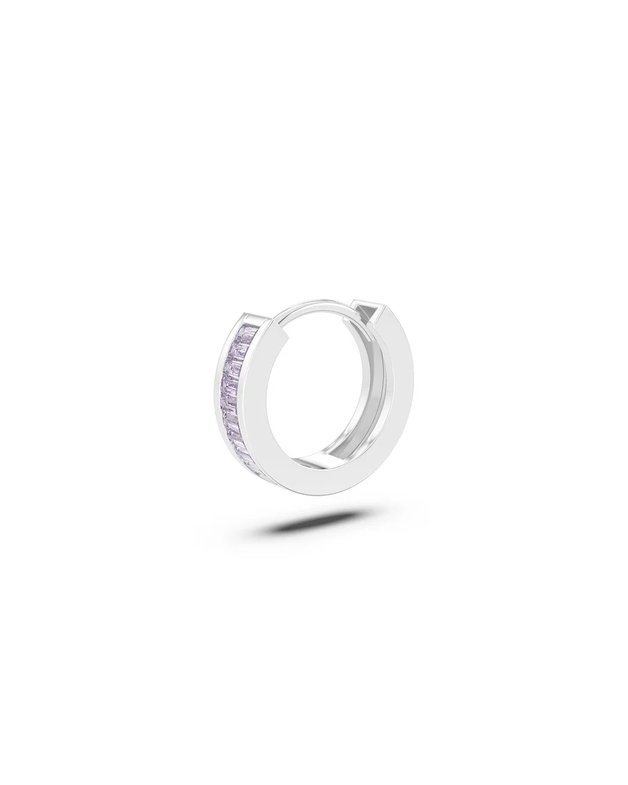 Orecchino Donna Amabile Hoop Zirconia A Cerchio Pietre di Zirconia Lilla Incastonate 