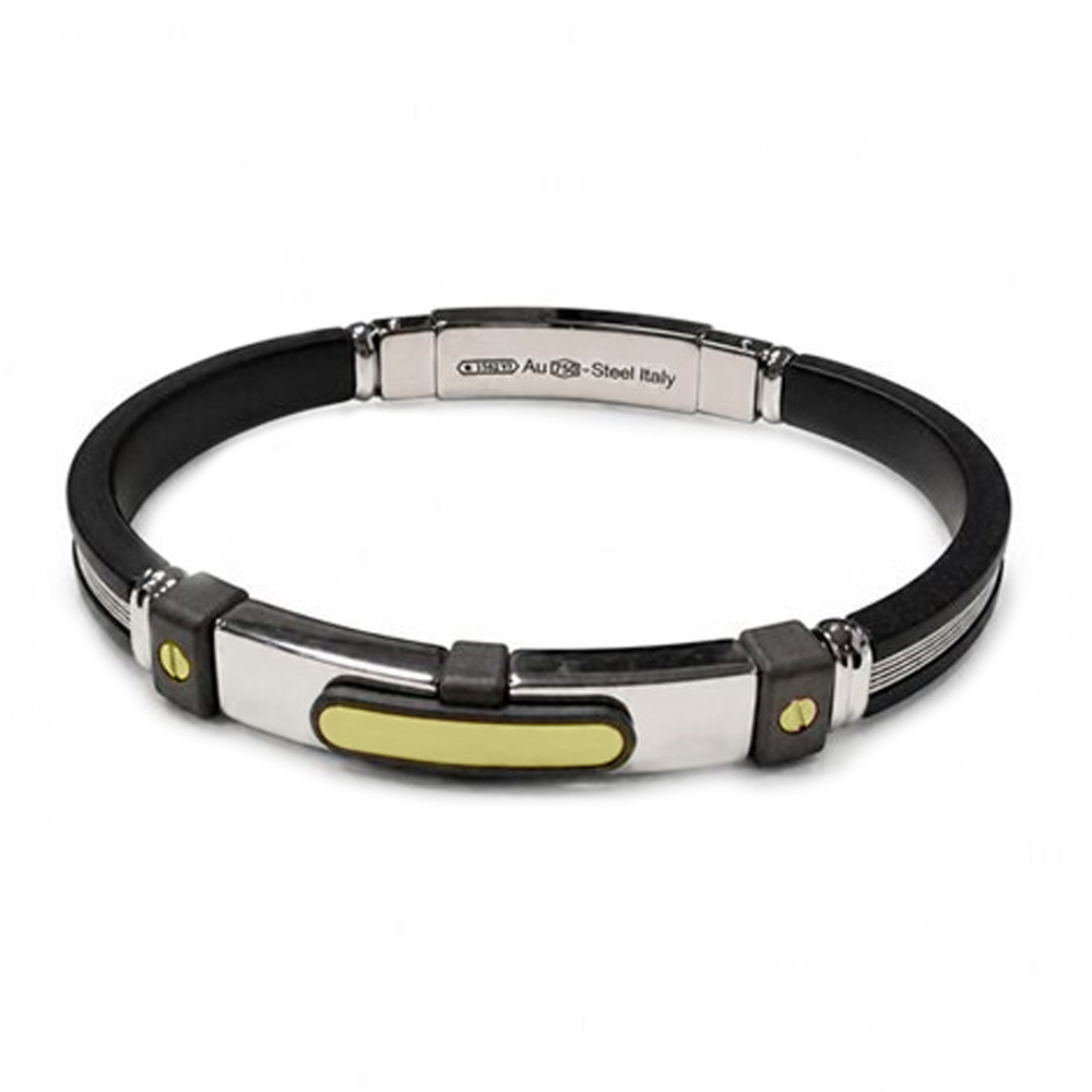 Bracciale Uomo Zancan in Argento, Silicone con Inserti in Titanio e Oro Giallo 