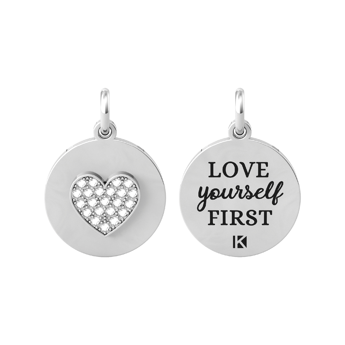 "Kidult - Ciondolo con Cuore e Frase - ""Love Yourself First """