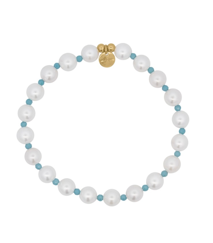 Bracciale Donna Rue Des Mille Perla e Zirconi Milky Turchesi 