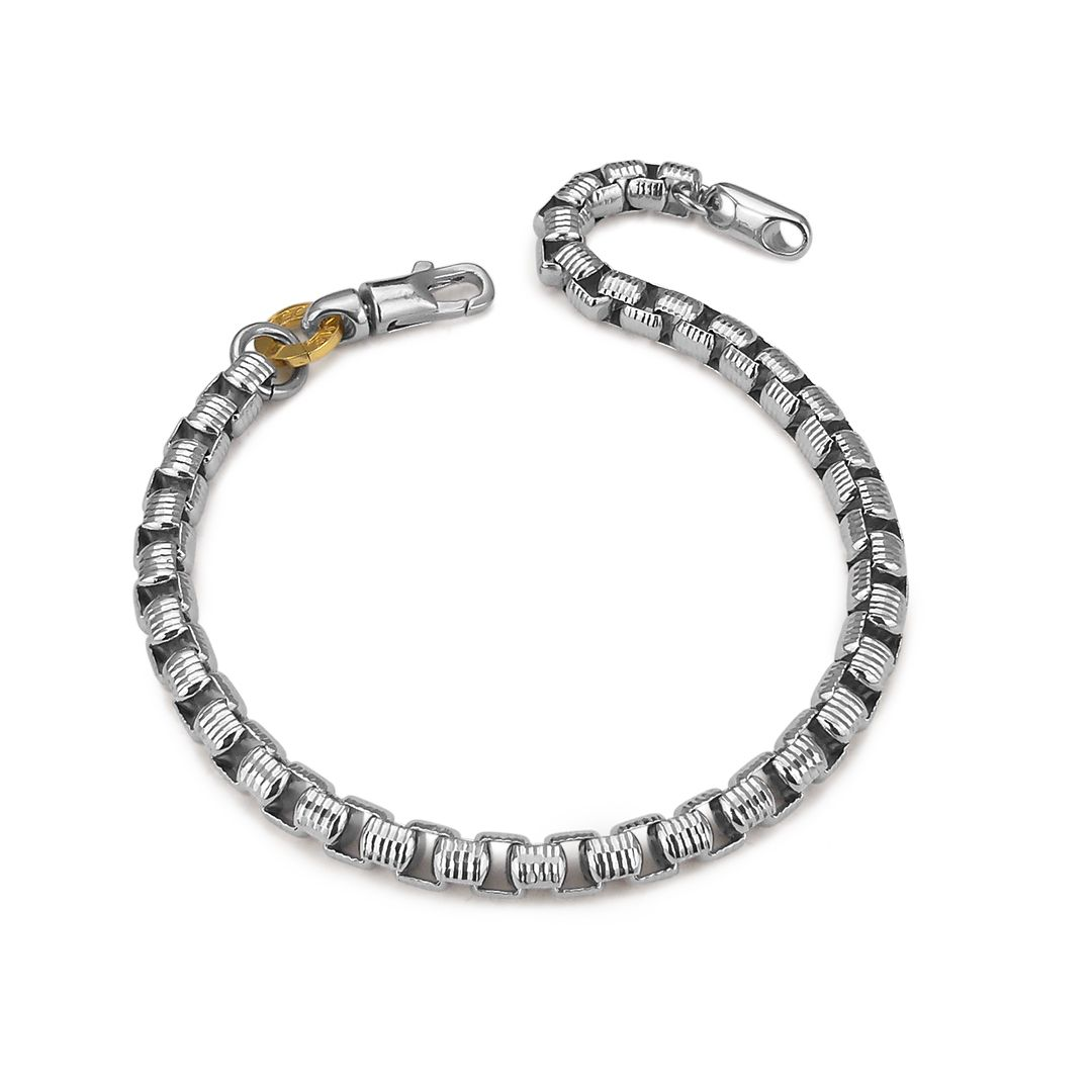 29273_167209_30202039212.bmp Bracciale Uomo Boccadamo Maglia Rigata Quadrata con Dettaglio Color Oro Giallo