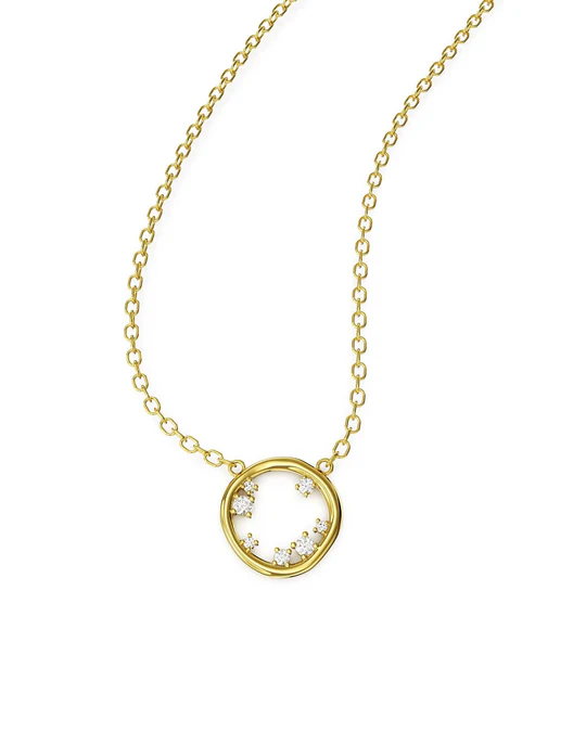 Collana Donna Amabile Circle Dorata con Cerchio Vuoto Irregolare 