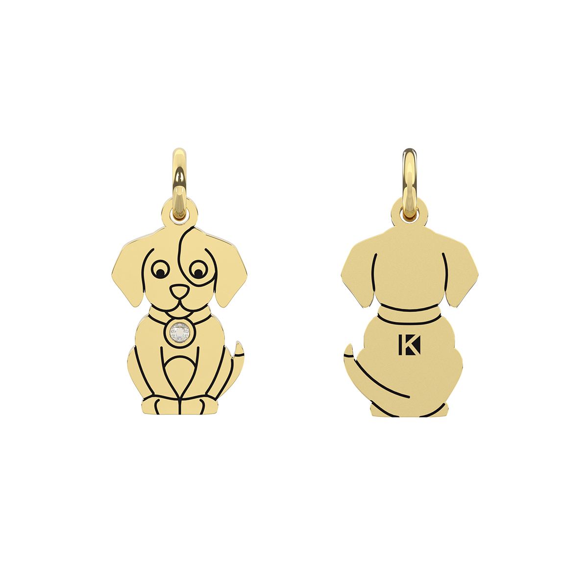 Ciondolo Kidult Dorato a Forma di Cane