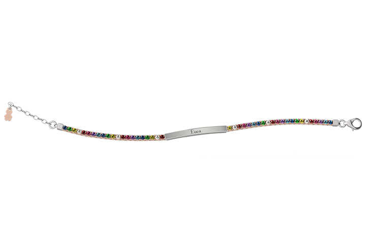 Bracciale Donna Nanan Tennis con Zirconi Multicolor e Targa