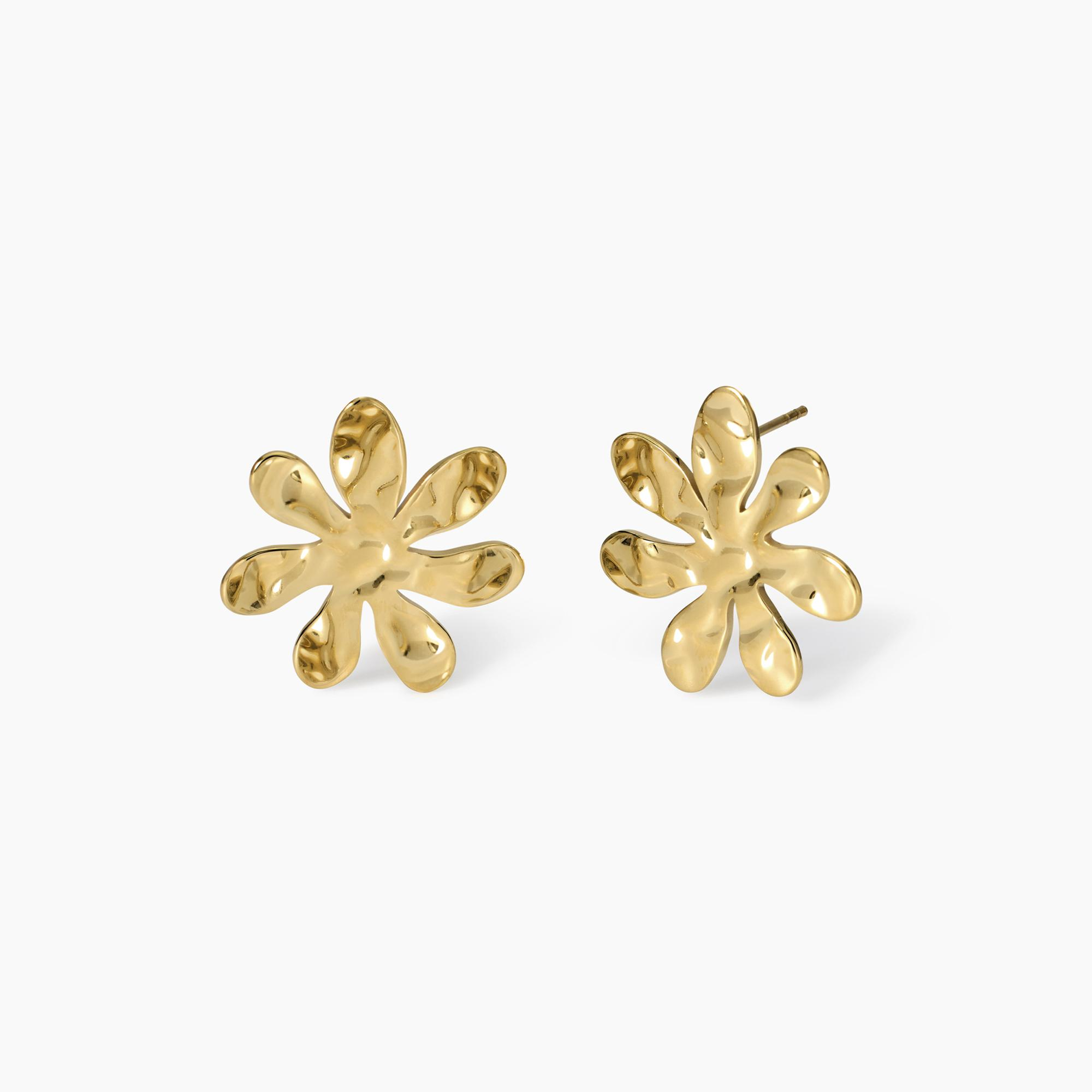 Orecchini Donna Kidult Dorati con Fiore Effetto Martellato