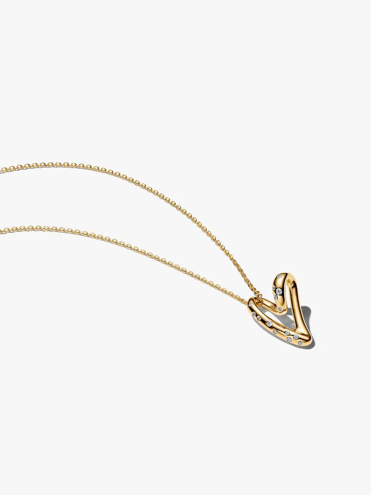 Collana Pandora Cuore Linea Sinuosa con Pietre Luminose