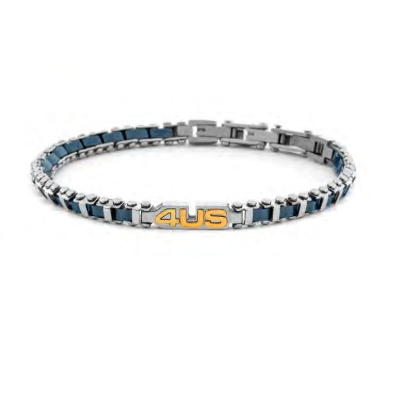 Bracciale Uomo Paciotti Maglia in Acciaio e Ceramica Blu 