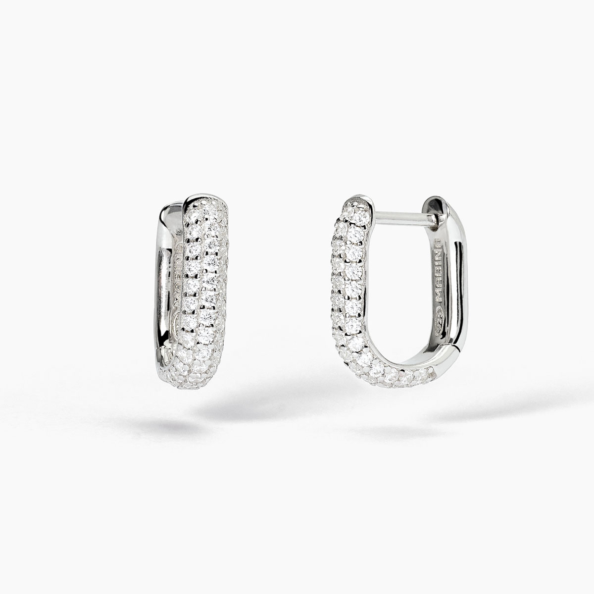 Orecchini Donna Mabina Couture Ovali in Argento con Pavè 