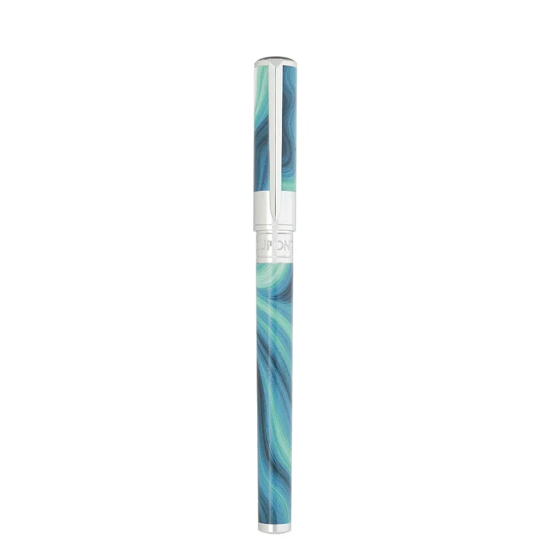 Penna Roller Dupont Initial Géode Blu Finitura Cromata