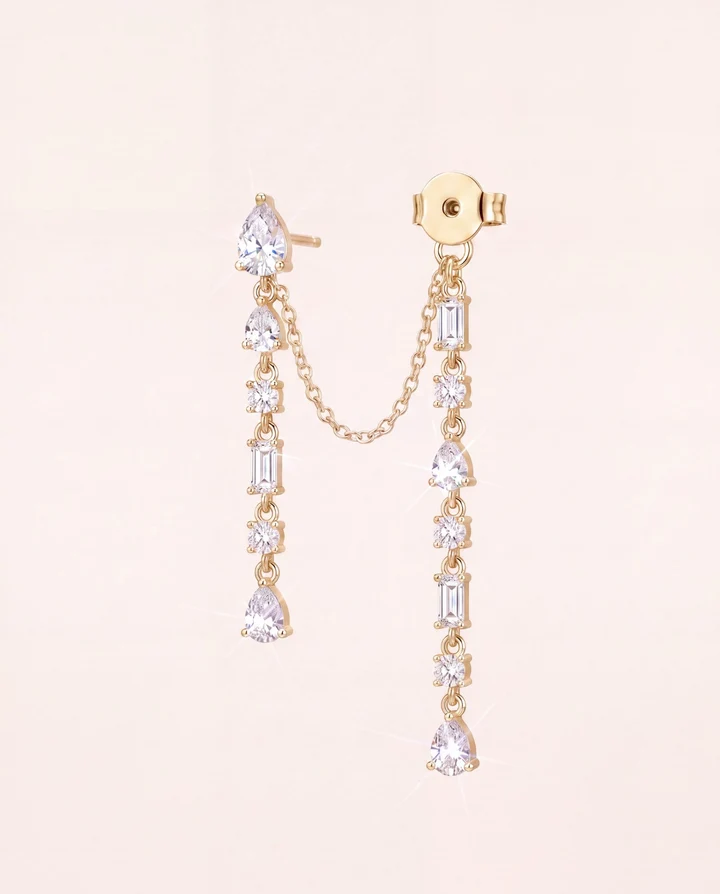 Orecchino Amabile Bond Lumiere Pendente con Doppia Catenella