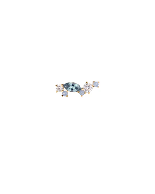 Orecchino Sinistro Dorato Donna Amabile Aquamarine