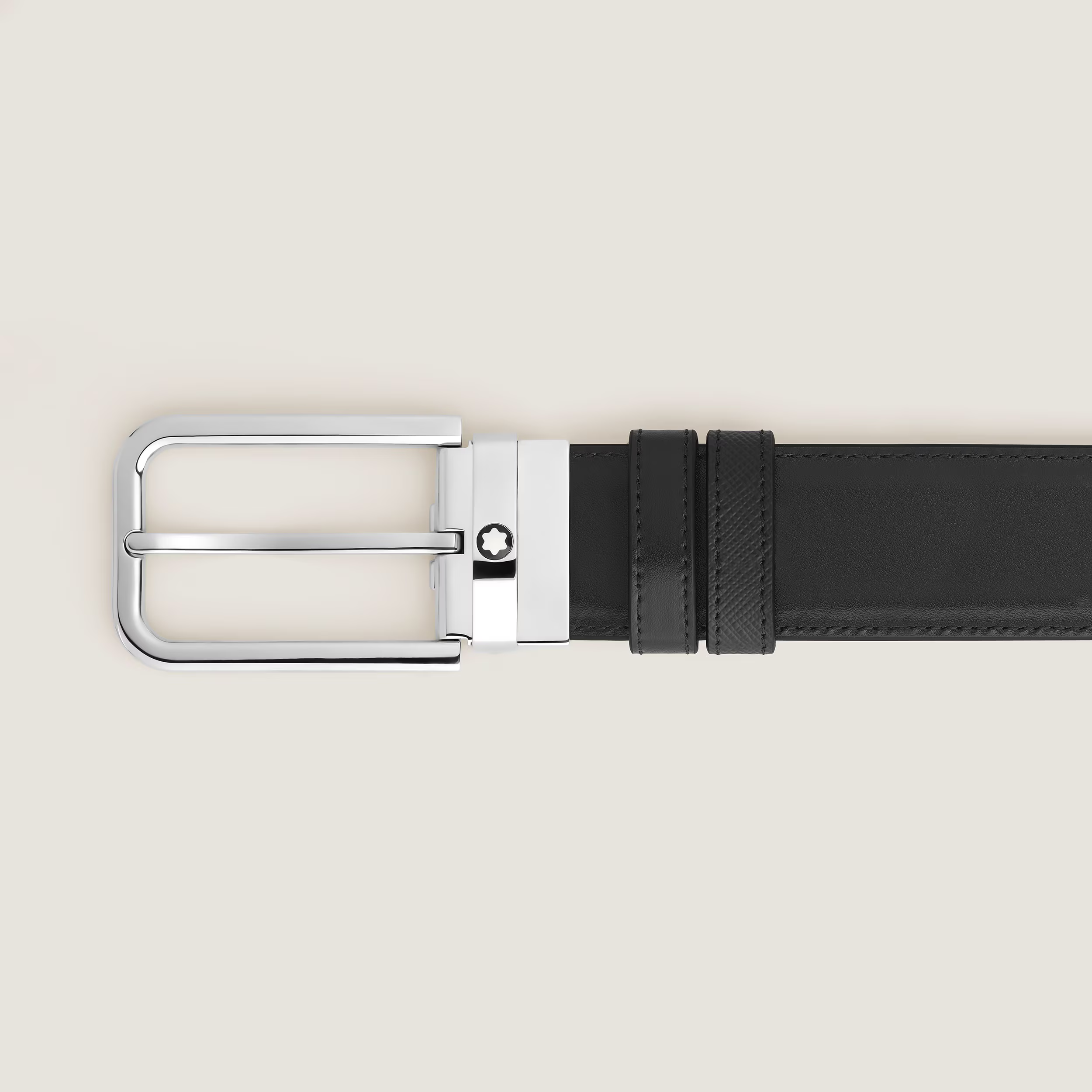 Cintura Reversibile Montblanc 35 mm in Pelle Sartorial Nera con Fibbia Rettangolare