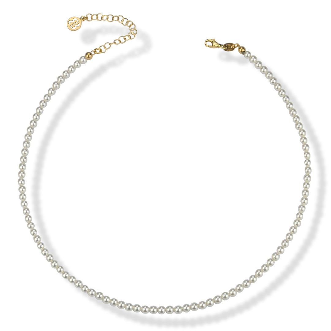 Collana Donna Boccadamo Placcata Oro Giallo con Filo di Perle Bianche