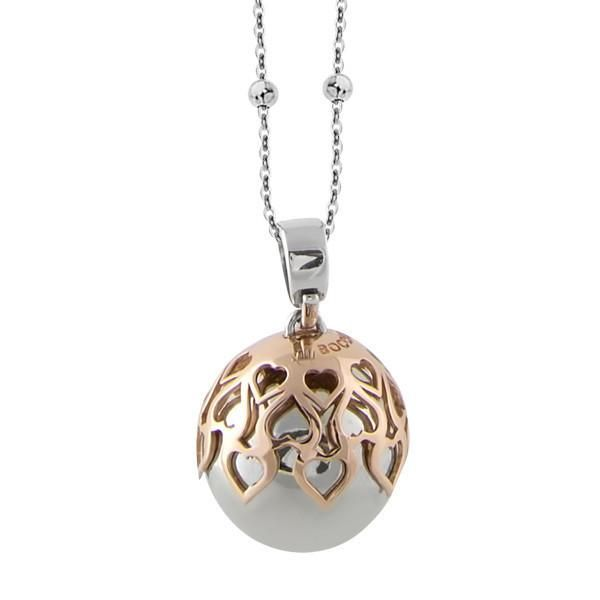 Collana Donna Rodiata Boccadamo con Ciondolo Sonoro e Traforo di Cuori