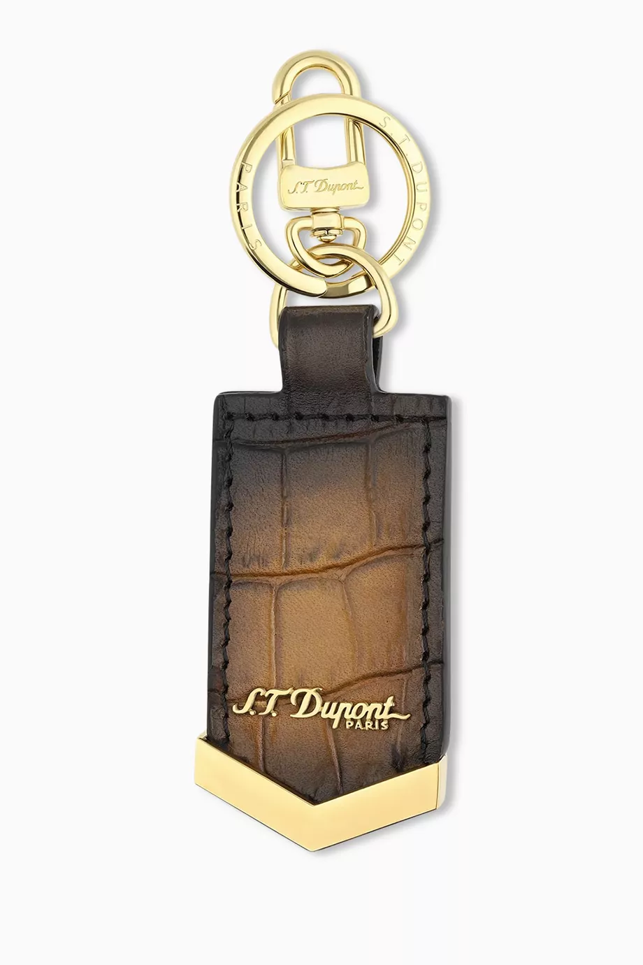 Portachiavi Dupont Atelier Marrone Placcato Oro