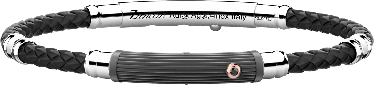 Bracciale Uomo Zancan Titanium Light in Argento con Zirconi Bianchi e Neri 