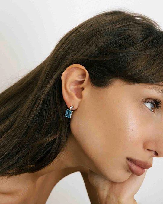 Orecchino Donna Amabile Reverie Dorato Pendente con Pietra Blu 