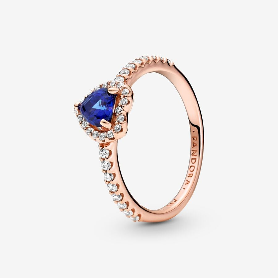 Anello Pandora Cuore in Rilievo Blu