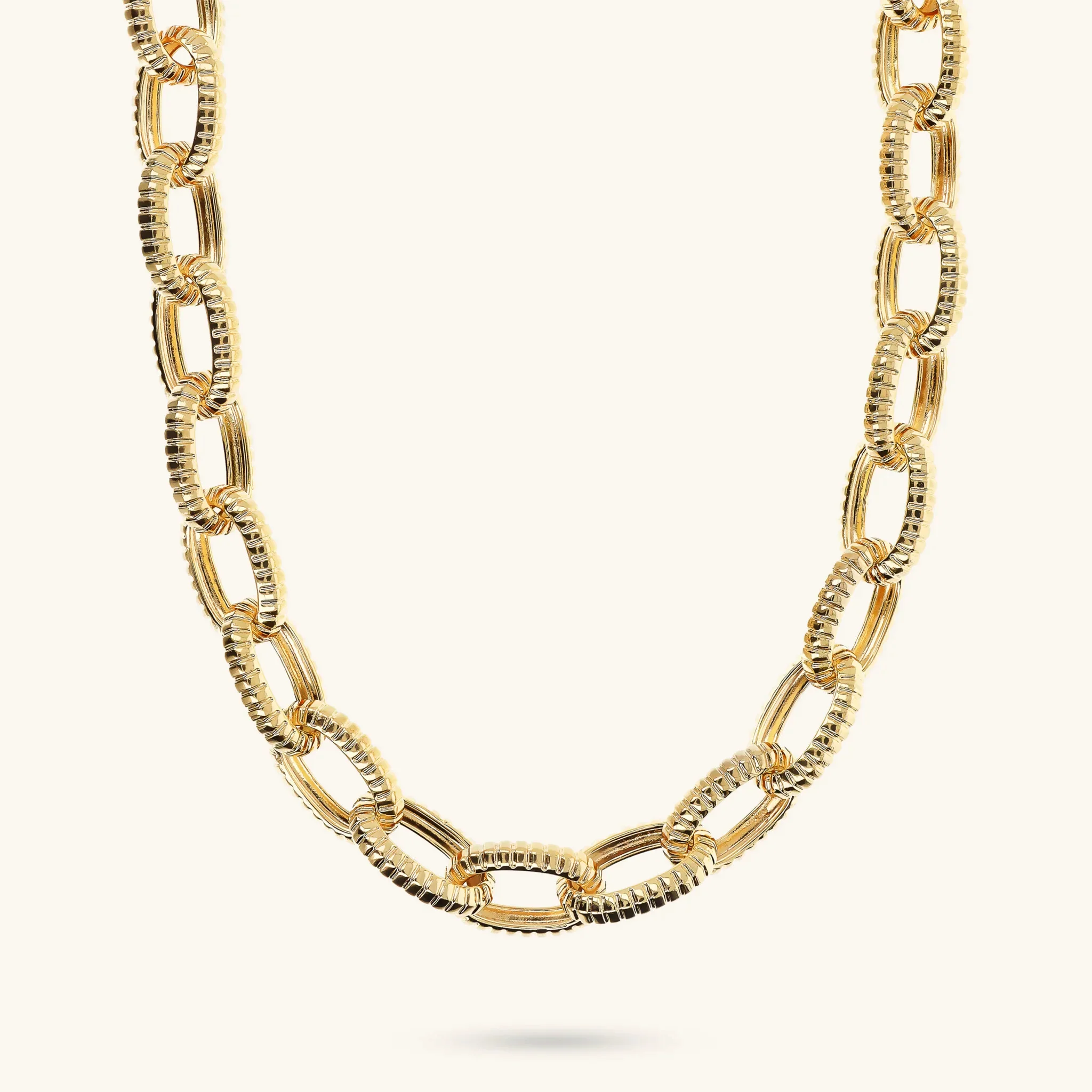 Collana Donna Etrusca Maglie Ovali Texture Rigata 