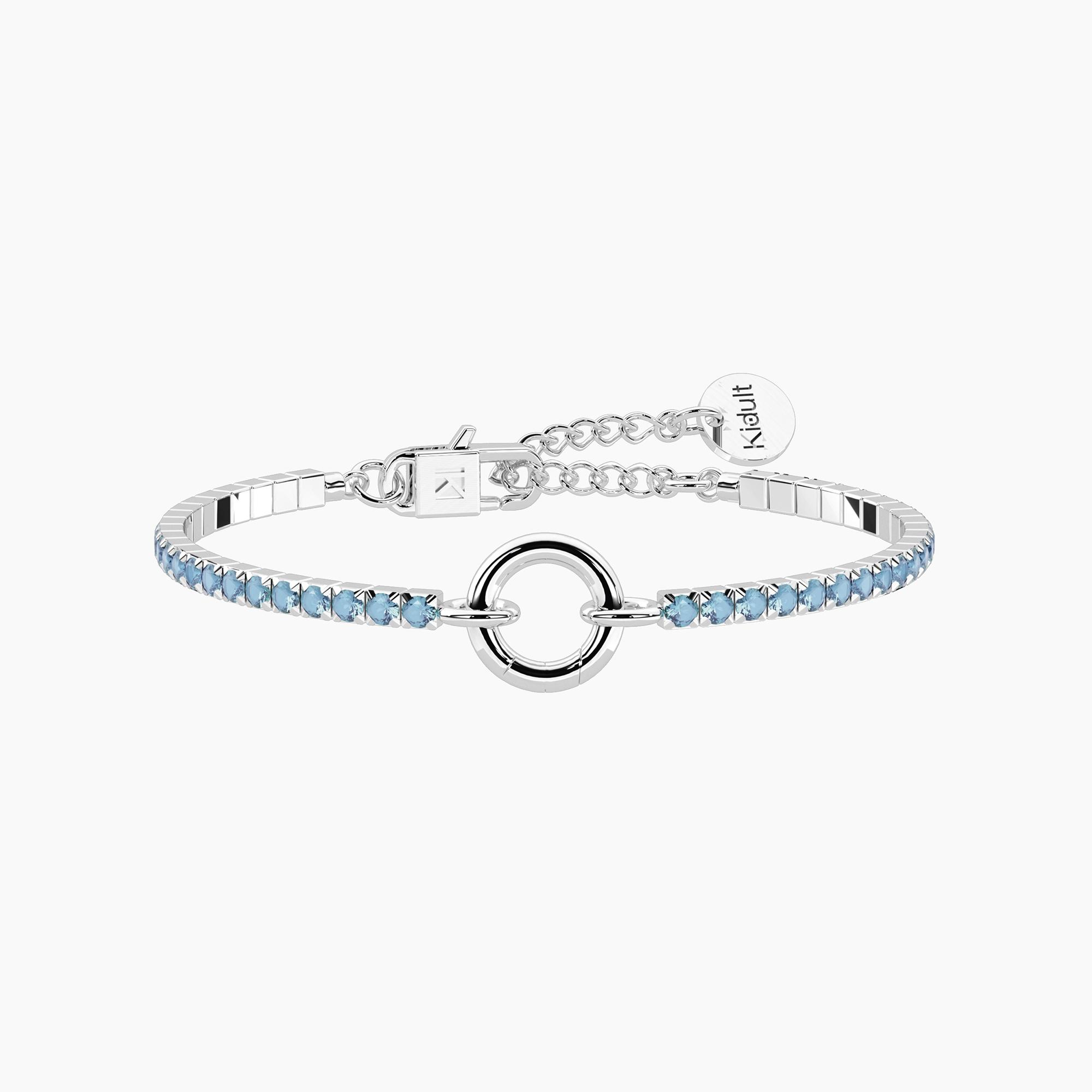 Bracciale Tennis Donna Kidult Componibile con Cristalli Azzurri