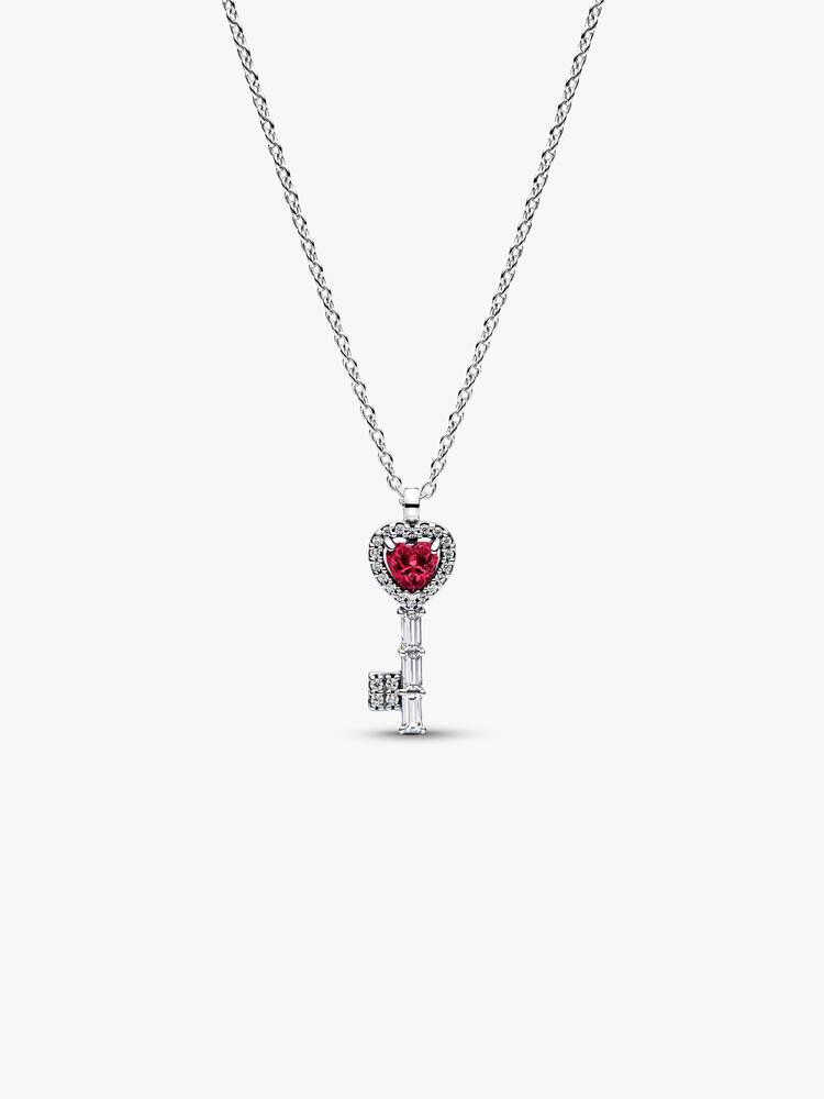 Collana Pandora Chiave con Cuore Rosso