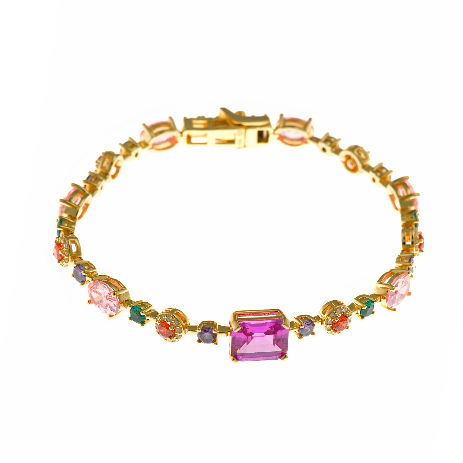 Bracciale Donna Salvatore Plata in Argento Placcato Oro con Pietre Multicolor 