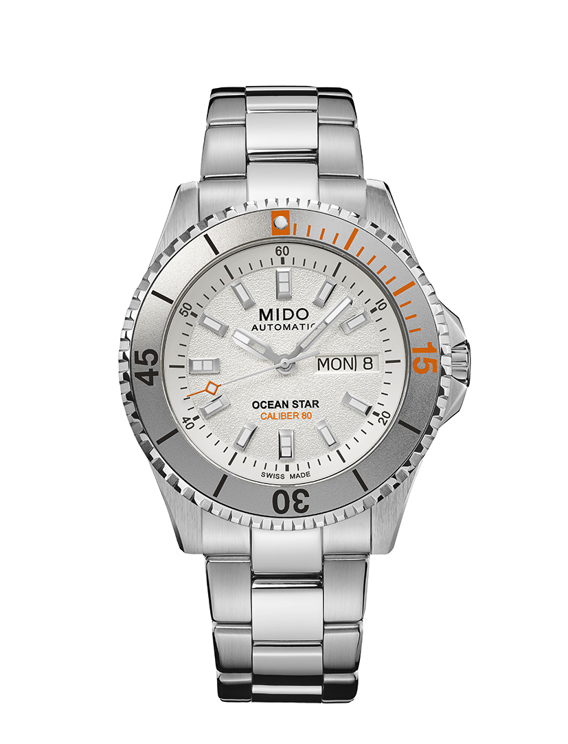 Orologio Uomo Mido Ocean Star 200 Automatico con Quadrante Bianco 41 mm Ghiera Grigia
