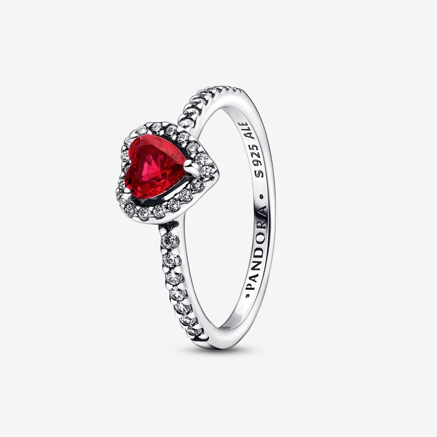 Anello Pandora Cuore in Rilievo Rosso