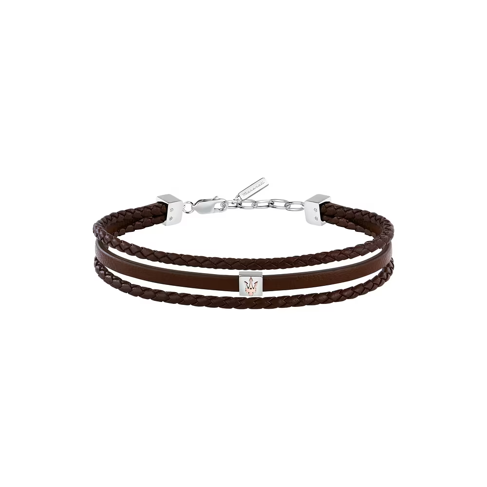 Bracciale Uomo Maserati Recycled Leather Marrone 