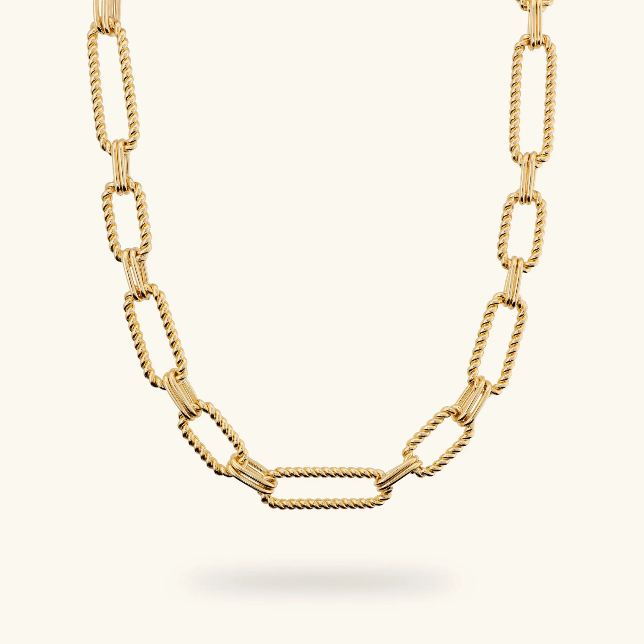 Collana Donna Etrusca Maglie Ovali Texture Corda