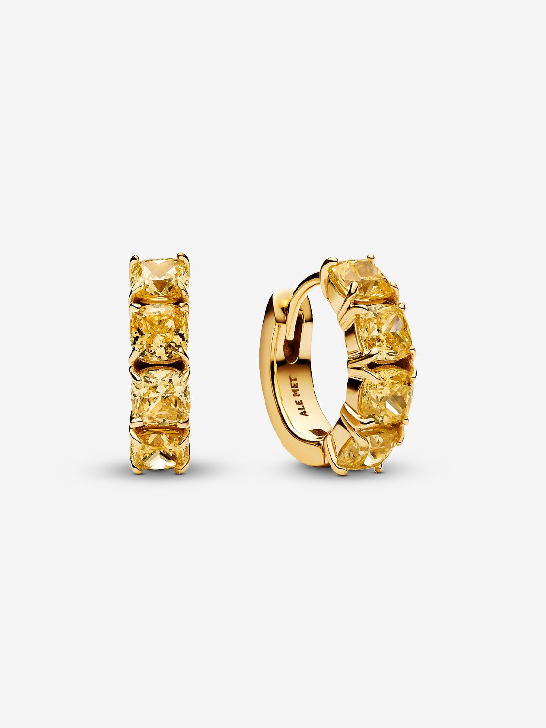 Orecchini Cerchi Pandora Cristalli Gialli Placcatura in Oro 14k