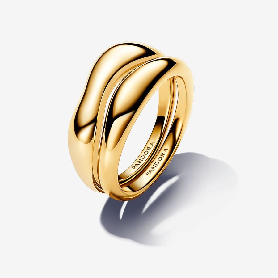 Anello Pandora Linea Sinuosa Divisibile Placcatura Oro 14k